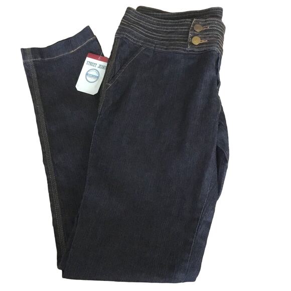 Street Trouser Jeans Low Waist Black Wash Stretchy Straight Womens 13 NWT Y2K - Picture 1 of 10